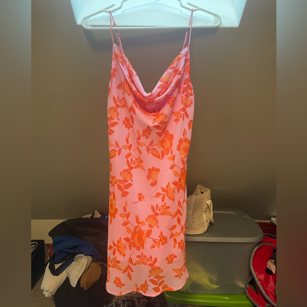 Altar'd State Pink and Orange Floral Mini Dress